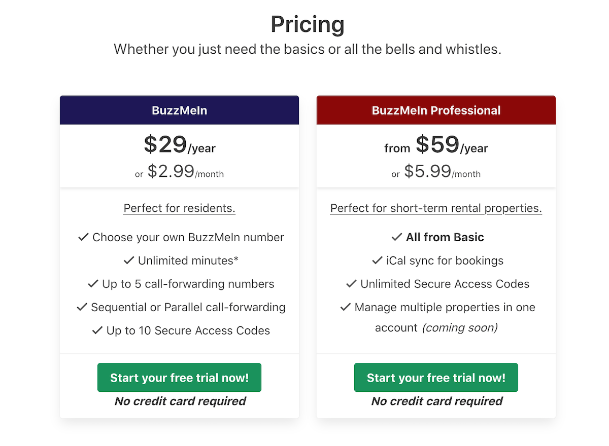 Pricing section comparing both FreshBuzzer plans (including new Professional plan)