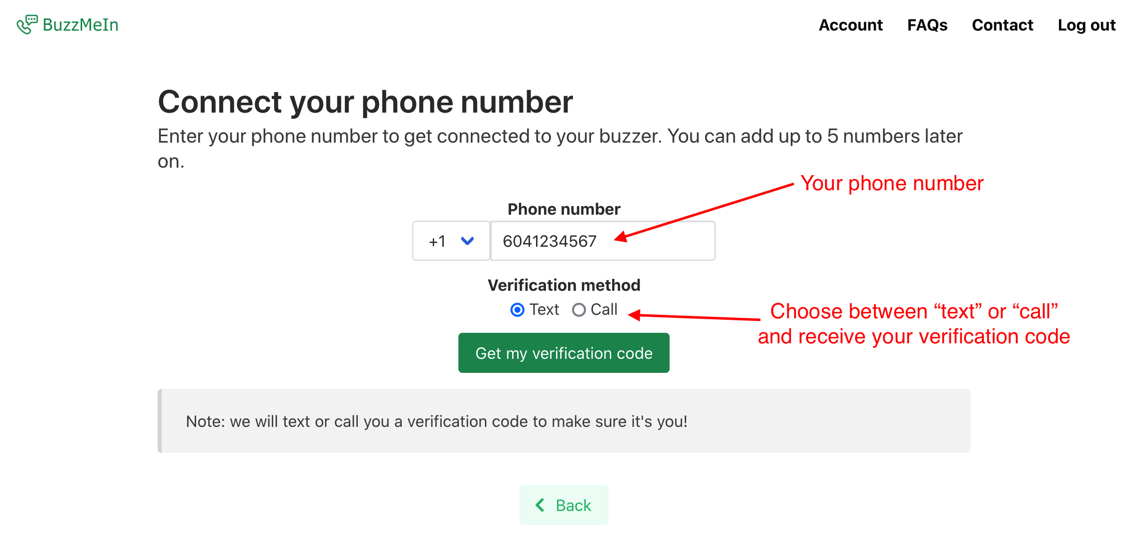 Enter your phone number to receive the forwarded calls